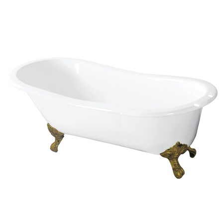 Aqua Eden Clawfoot Bathtubs, 56.88 L, 30.5 W, White/Polished Brass, Cast Iron VCT7D5731B2